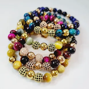 Stackable style! Tiger eye beaded bracelets add instant wow to any outfit.