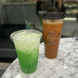 Honeydew Italian soda and mango black tea