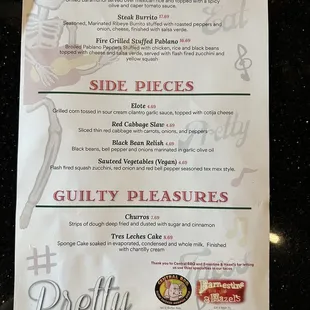 a menu for a mexican restaurant