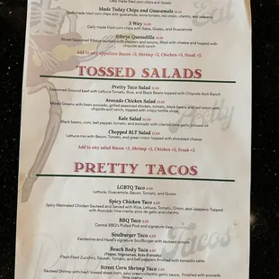 a menu for a mexican restaurant