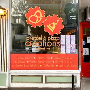 a bench in front of a store