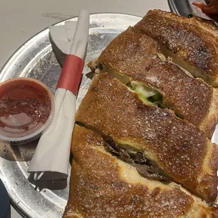 Philly Cheesesteak Calzone
