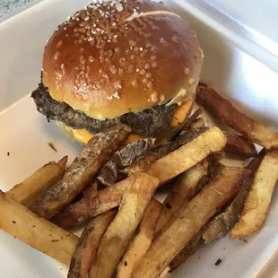 Burger pretzel sandwich