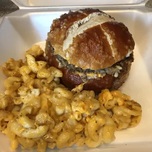 Goetta pretzel sandwich