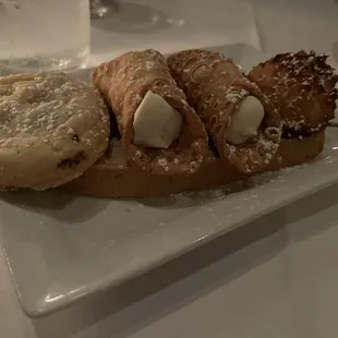 Cannoli and Assorted Cookies and Biscottis