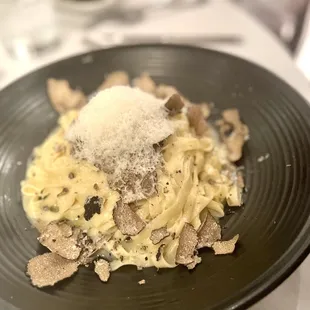 Truffle pasta with a generous portion of shaved truffles