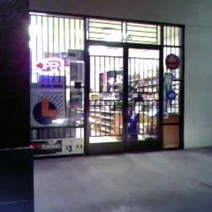 a store front with a large window