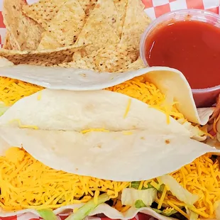 2 Large ground beef tacos. Tuesday special