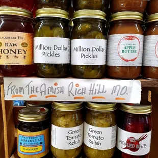 a display of pickles and preserves