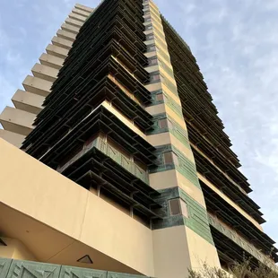 the facade of the building