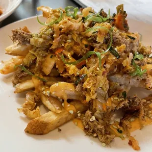 a pile of food on a plate