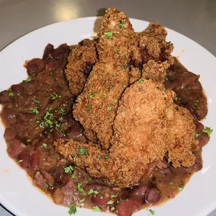 Ida's red beans and bone-in  fried chicken