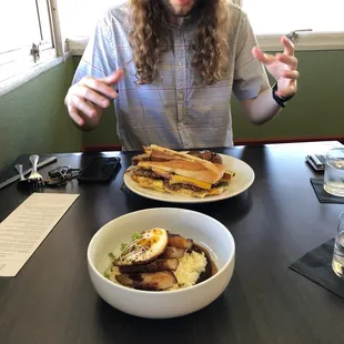 The Cure Sandwich ($15)  Pork Belly Grits ($11)