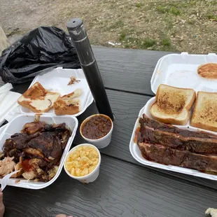 Rib dinner and chicken sandwich