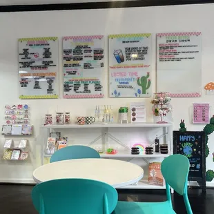 Menu and merch