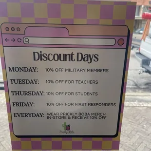 Discount Days flier
