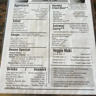 menu