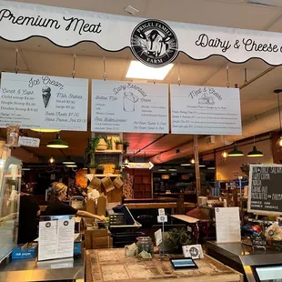 a display of cheeses