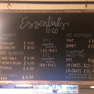 Menu inside over counter