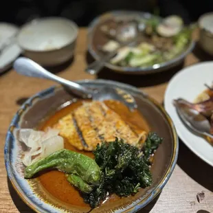 halibut go lae southern curry (taste a bit like satay with more flavors)