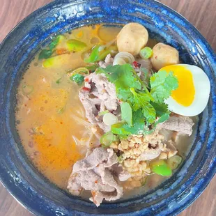 Tom yum noodle soup w/pork $13.99 - absolutely delicious!