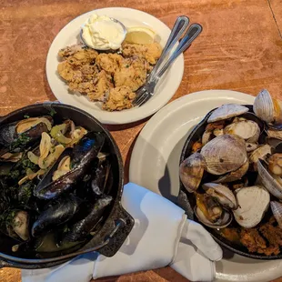 Fried oysters, Penn Cove mussels, clams &amp; chorizo