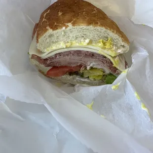 a sandwich in a wrapper