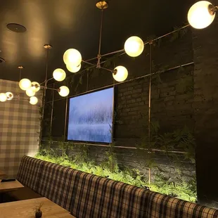 a television in a restaurant