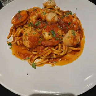 Pasta with shrimp scallops