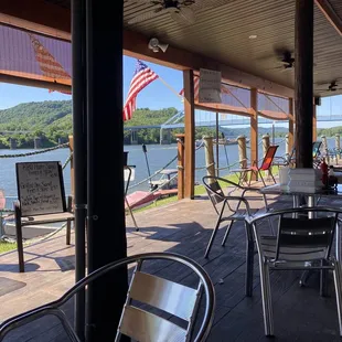 Deck seating by the Ohio River