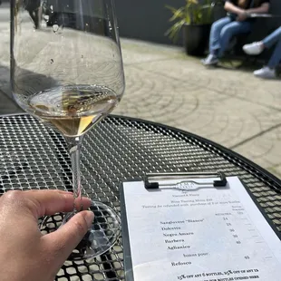 Sangiovese Blanco (rosé) and flight menu. Five reds followed after this first one and price was $25