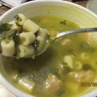 Waiter! What's this cut ziti doing in my Wedding Soup? Should be Acini di pepe. Failing that, orzo is acceptable. Cut ziti is not acceptable