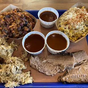 a variety of foods on a tray