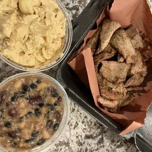 Pound each of Tri-tip, Mac n cheese and baked beans