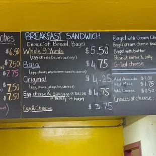 menu, sandwiches