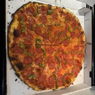 Pepperoni and Green Pepper Pizza