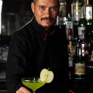 Armando serving an Apple Martini