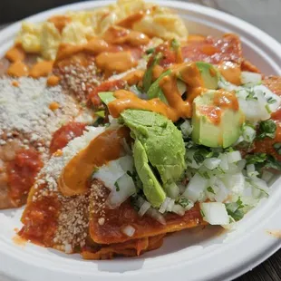 Chilaquiles. Add on that hot salsa once you get your order.