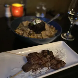 two plates of food on a table