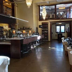 Main Dining Room with view of Mezzanine and entrance