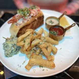Lobster roll with hand cut fries