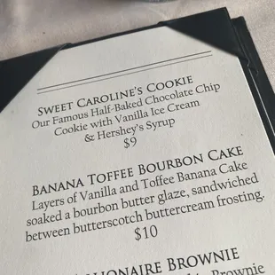 Dessert Menu