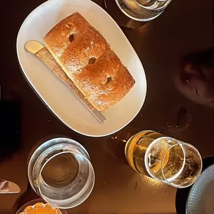 a table of food and drinks