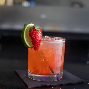 a strawberry and lime cocktail