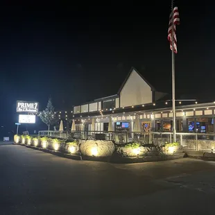 Prime 7 at night time from the Patio side, facing Cooley Lake.