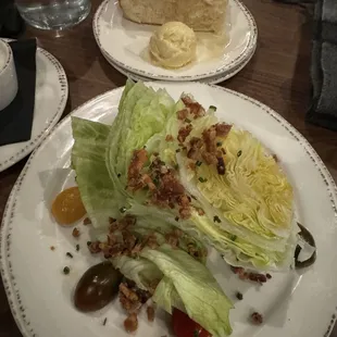 Wedge salad with rolls