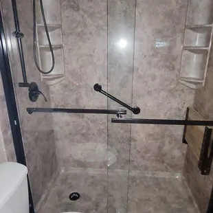 a shower and toilet