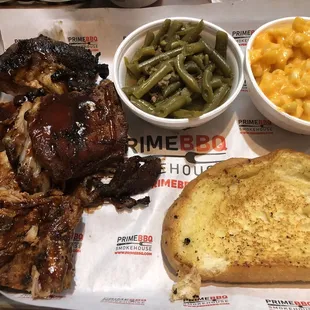 1 Pound Rib Tips Platter with Green Beans, Mac and Cheese &amp; Texas Toast