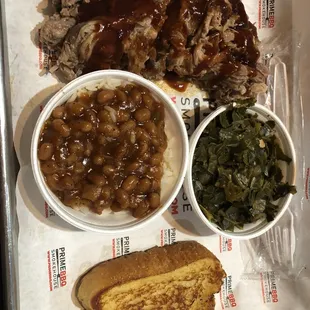 12oz Pulled Pork Platter with Collard Greens, Rice and Beans &amp; Texas Toast