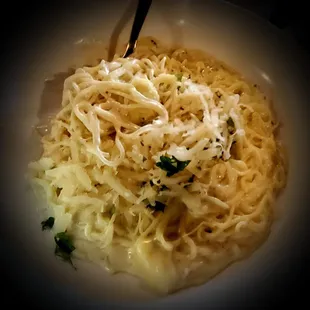 Capellini with gruyere cheese